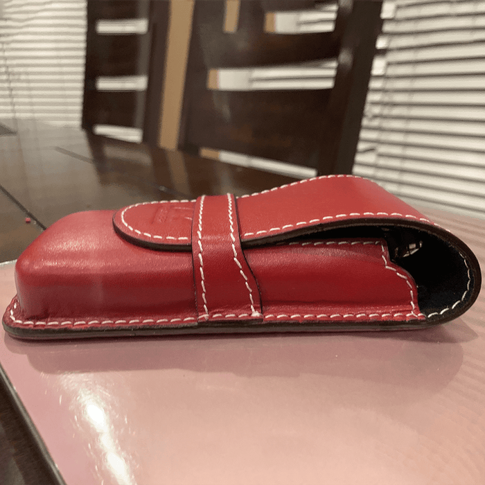 Pen Boutique Yak Leather Triple Pen Holder - Red/Black insert - Pen Boutique Ltd