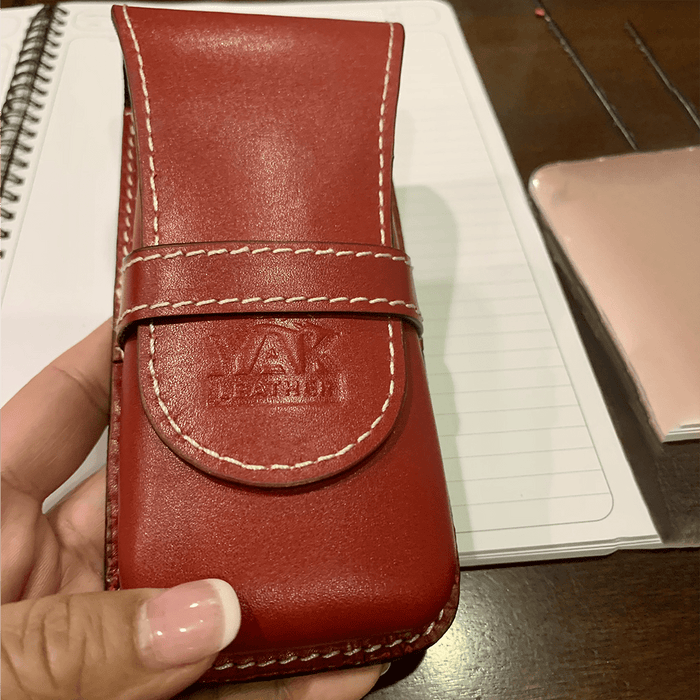 Pen Boutique Yak Leather Triple Pen Holder - Red/Black insert - Pen Boutique Ltd