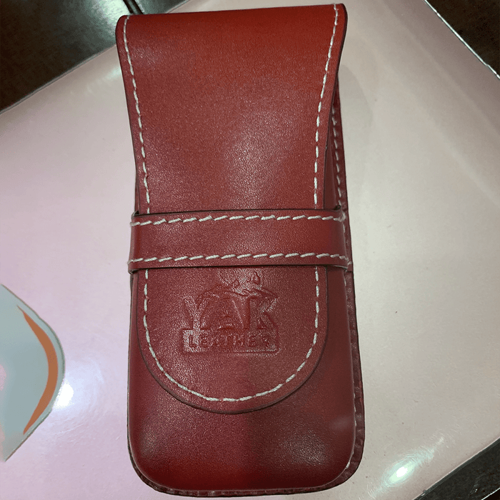 Pen Boutique Yak Leather Triple Pen Holder - Red/Black insert - Pen Boutique Ltd