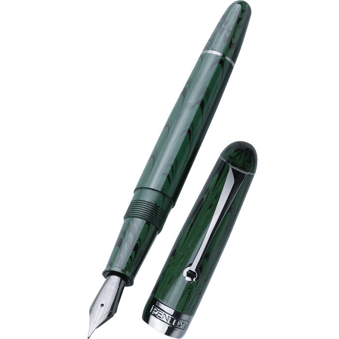 Penlux Masterpiece Delgado Fountain Pen - Ebonite Vintage Green Ripple (Limited Edition) - Pen Boutique Ltd