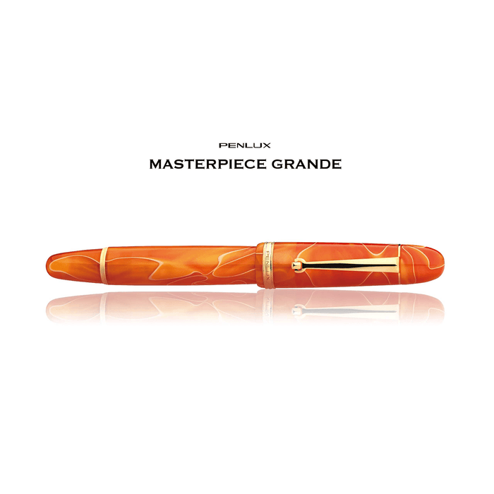 Penlux Masterpiece Grande Fountain Pen - Orange Swirl - Pen Boutique Ltd