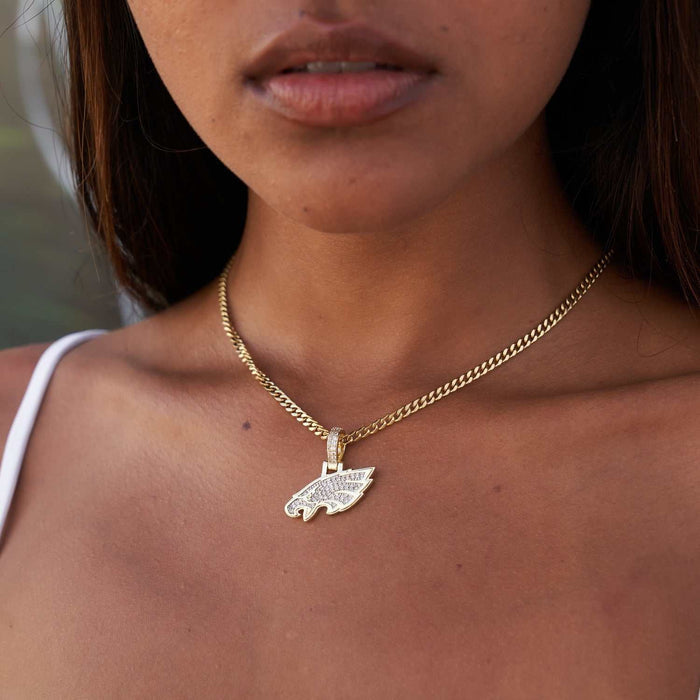 Philadelphia Eagles Official NFL Micro Logo Pendant - Yellow Gold