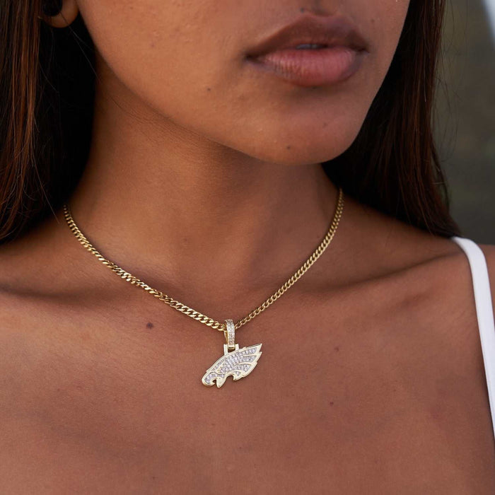 Philadelphia Eagles Official NFL Micro Logo Pendant - Yellow Gold