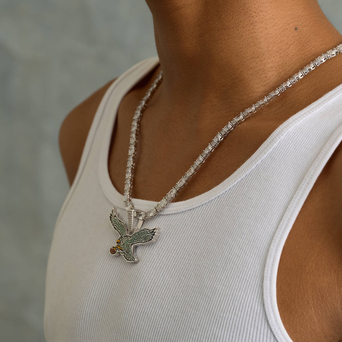 Philadelphia Eagles Official NFL Vintage Logo Pendant in White Gold
