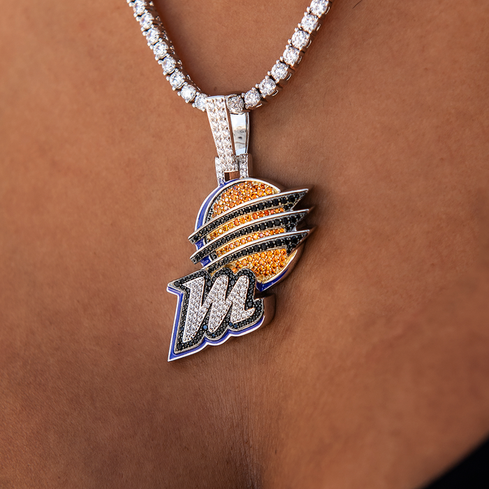 Phoenix Mercury Official WNBA Logo Pendant in White Gold