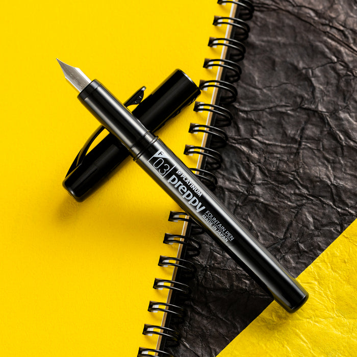 Platinum Preppy Fountain Pen - White Logo (Black Edition) - Pen Boutique Ltd