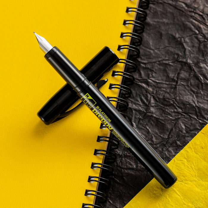 Platinum Preppy Fountain Pen - Yellow Logo (Black Edition) - Pen Boutique Ltd