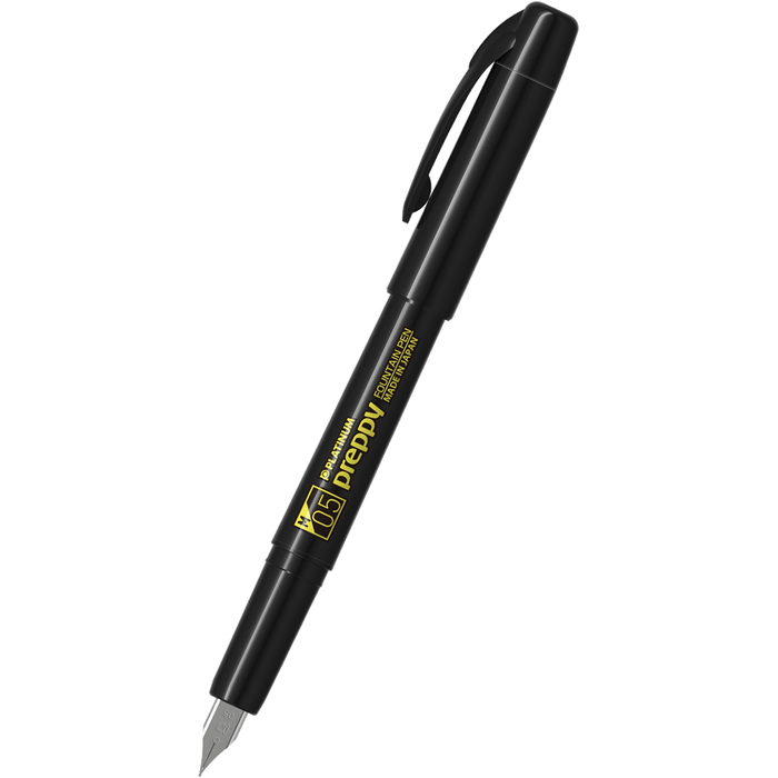 Platinum Preppy Fountain Pen - Yellow Logo (Black Edition) - Pen Boutique Ltd