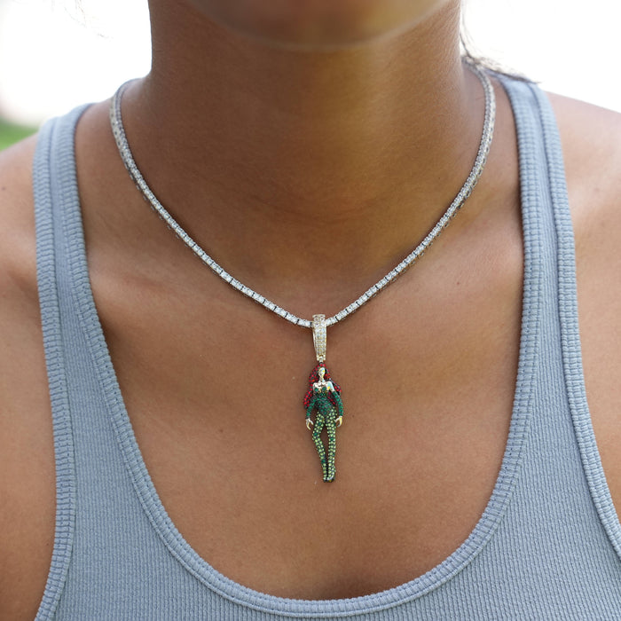Poison Ivy Body Official DC Comics Pendant in Gold / Black Rhodium