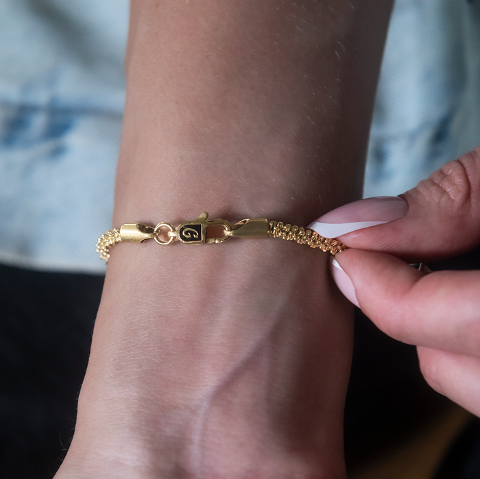 Popcorn Bracelet in Yellow Gold- 4mm