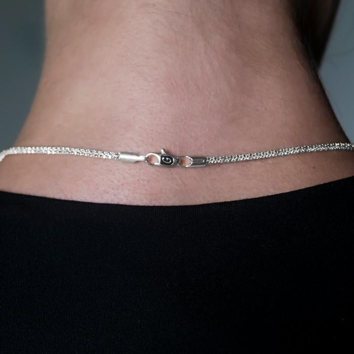 Popcorn Necklace in White Gold- 4mm
