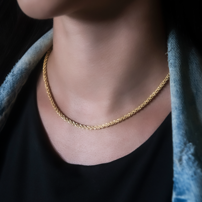 Popcorn Necklace in Yellow Gold- 4mm