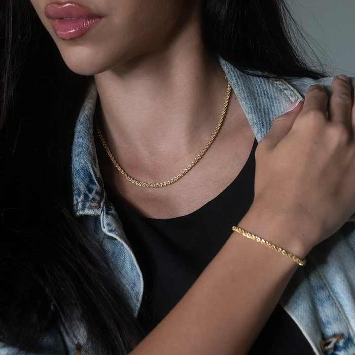Popcorn Necklace in Yellow Gold- 4mm
