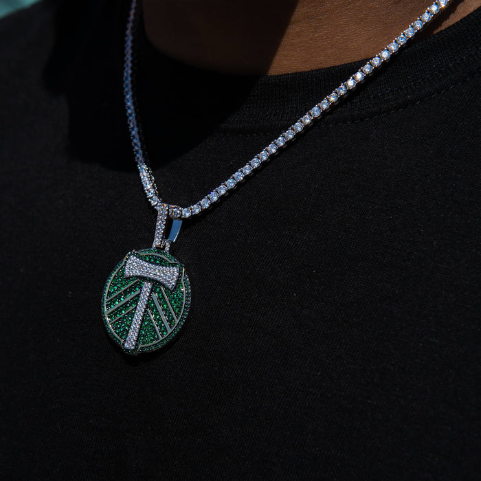 Portland Timbers Official MLS Logo Pendant in White Gold