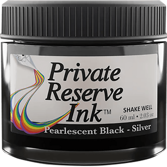 Private Reserve Pearlescent Ink Bottle - Black/Silver - 60ml - Pen Boutique Ltd