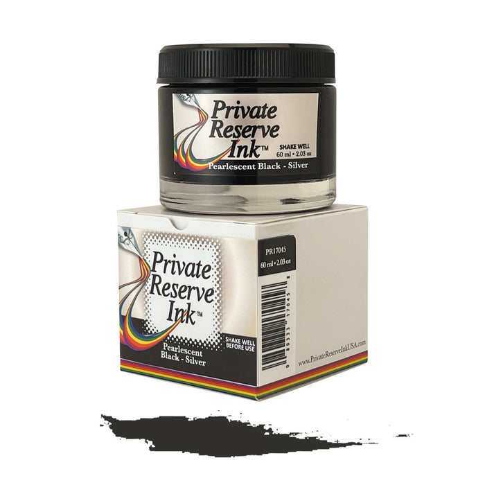 Private Reserve Pearlescent Ink Bottle - Black/Silver - 60ml - Pen Boutique Ltd