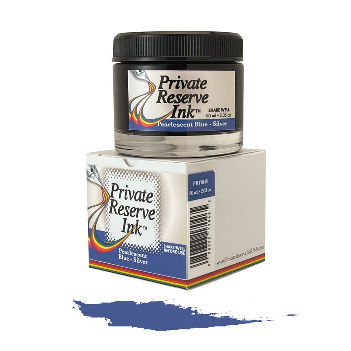 Private Reserve Pearlescent Ink Bottle - Blue/Silver - 60ml - Pen Boutique Ltd