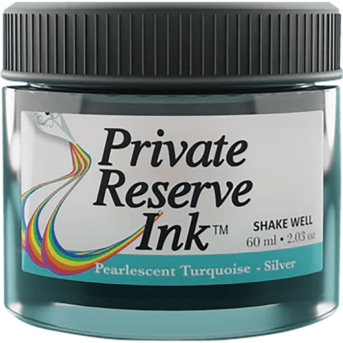 Private Reserve Pearlescent Ink Bottle - Turquoise/Silver - 60ml - Pen Boutique Ltd