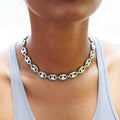 Puffed Mariner Chain Necklace in White Gold - 12mm