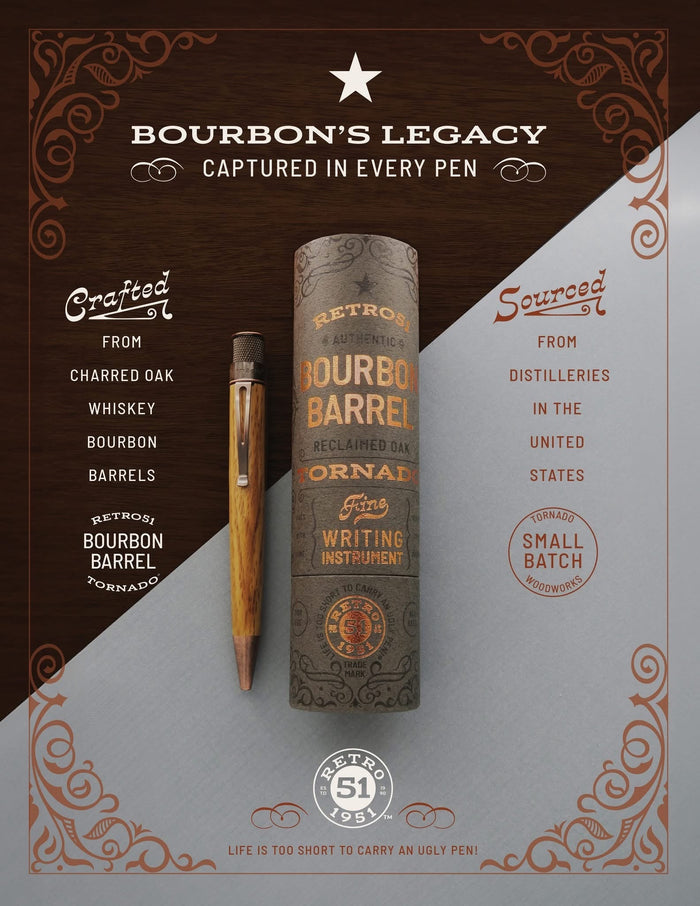 Retro 51 Tornado Rollerball Pen - Woodworks Bourbon - Pen Boutique Ltd