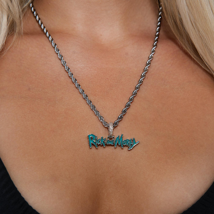Rick & Morty Official Warner Bros. Pendant in White Gold