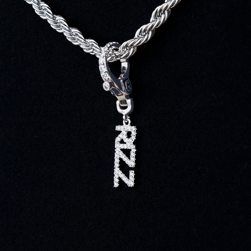 "Rizz" Clip On Charm Pendant in White Gold