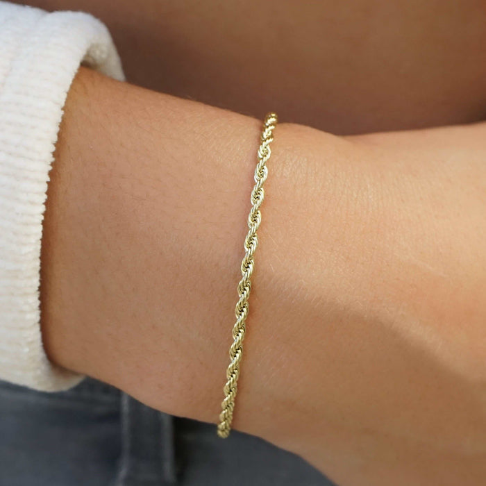 Rope Bracelet in Yellow Gold - 2mm - The GLD Shop