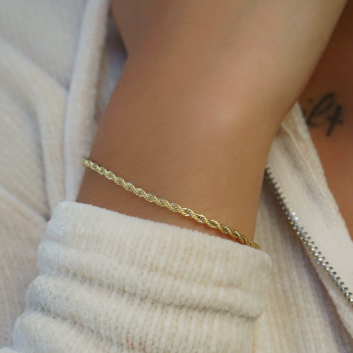 Rope Bracelet in Yellow Gold - 2mm - The GLD Shop