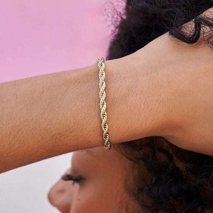 Rope Bracelet in Yellow Gold (Adjustable)- 4mm