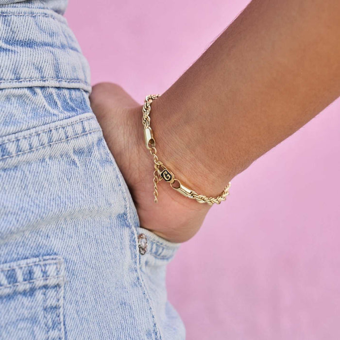 Rope Bracelet in Yellow Gold (Adjustable)- 4mm