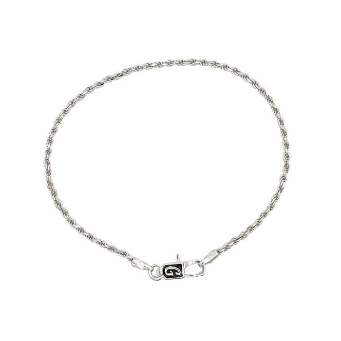 Rope Chain Bracelet in Sterling Silver - 2mm