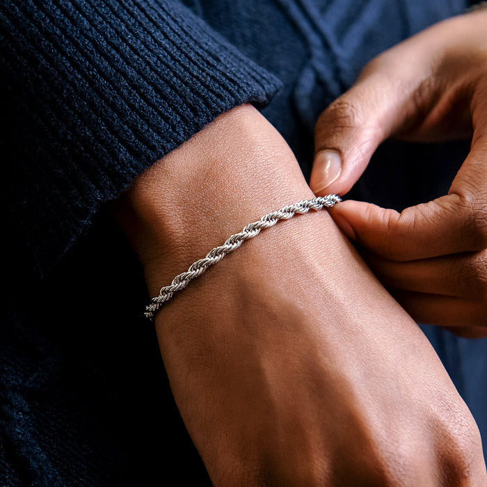 Rope Chain Bracelet in Sterling Silver - 4mm