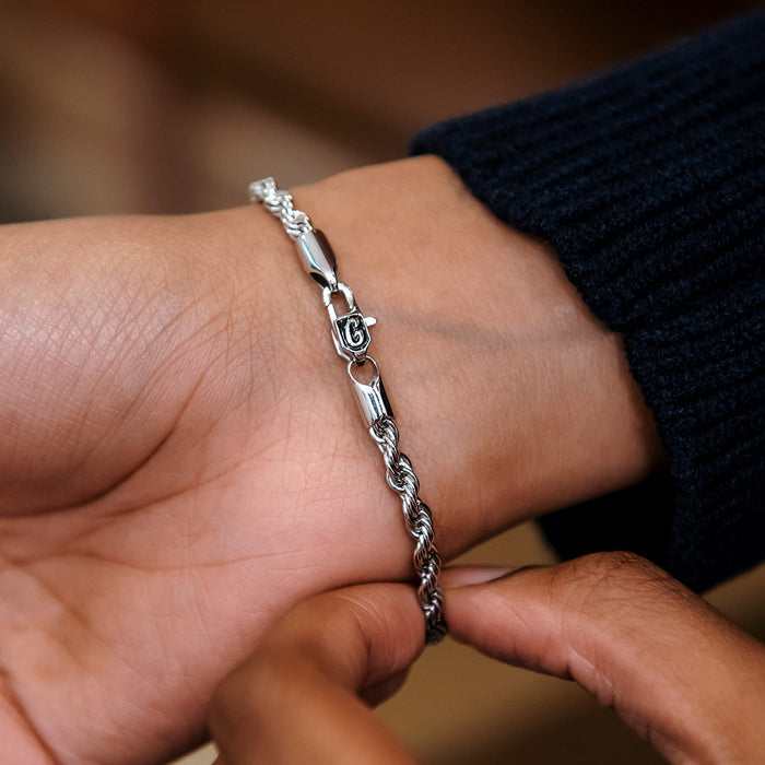 Rope Chain Bracelet in Sterling Silver - 4mm