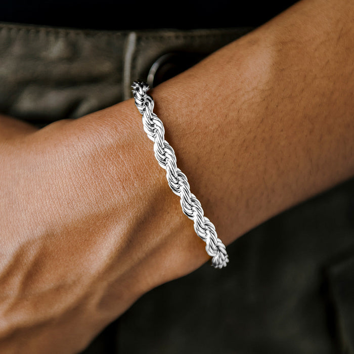 Rope Chain Bracelet in Sterling Silver - 6mm