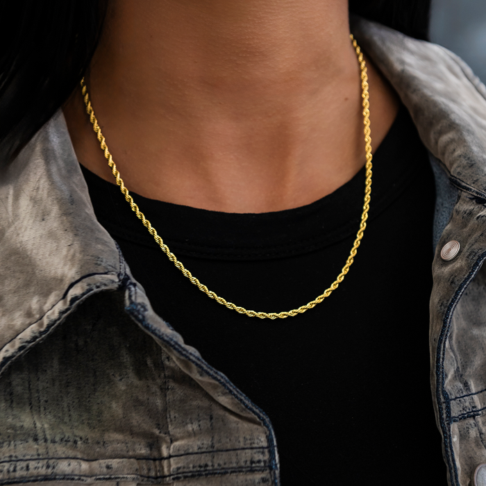 Rope Necklace in Yellow Gold - 2mm