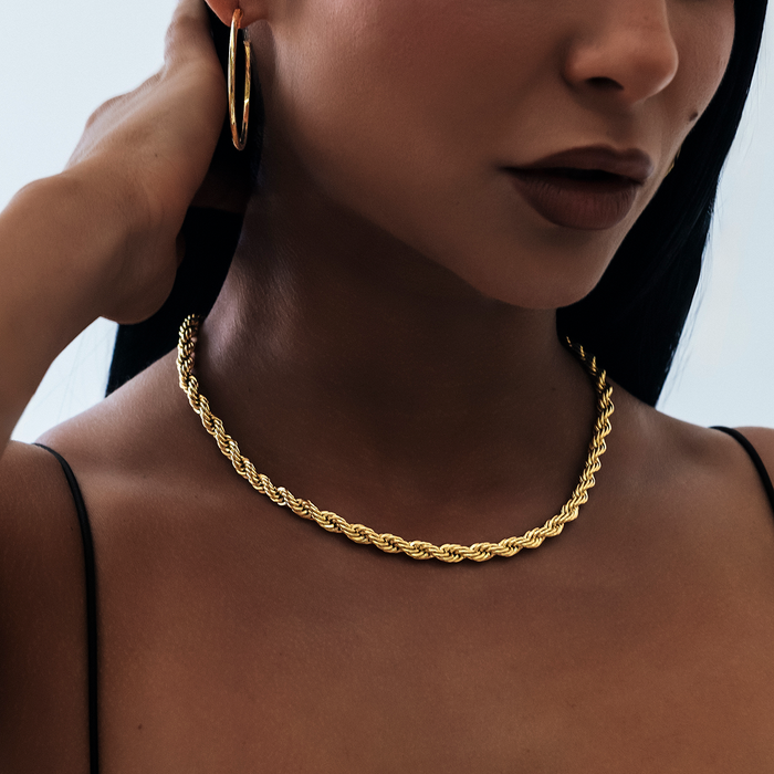 Rope Necklace in Yellow Gold- 6mm