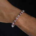 Ruby Baguette Tennis Bracelet in White Gold - 4MM