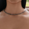 Ruby Baguette Tennis Necklace in White Gold - 4MM