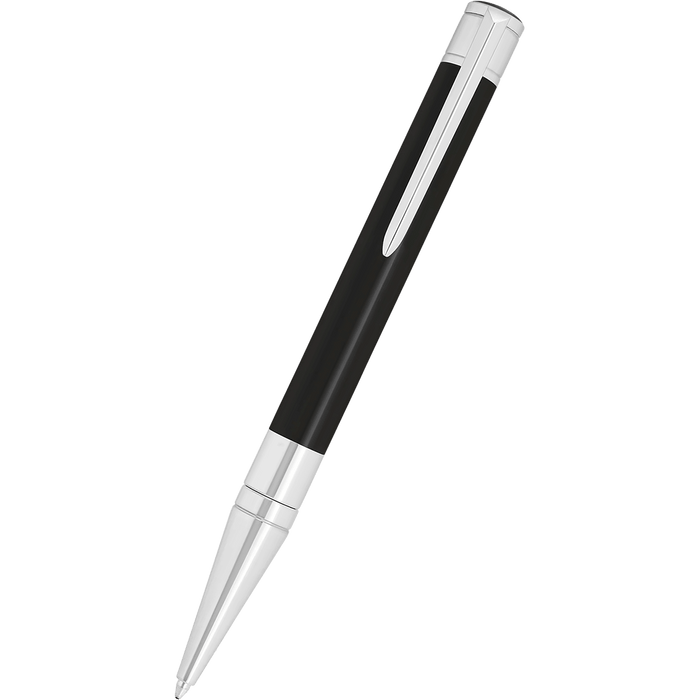 S T Dupont D - Initial Ballpoint Pen - Black - Chrome Trim - Pen Boutique Ltd