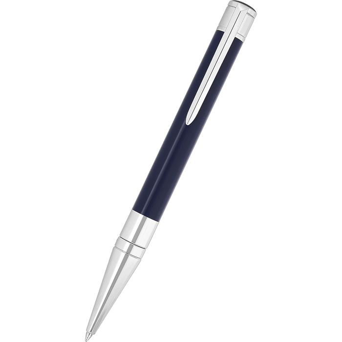 S T Dupont D - Initial Ballpoint Pen - Blue - Chrome Trim - Pen Boutique Ltd