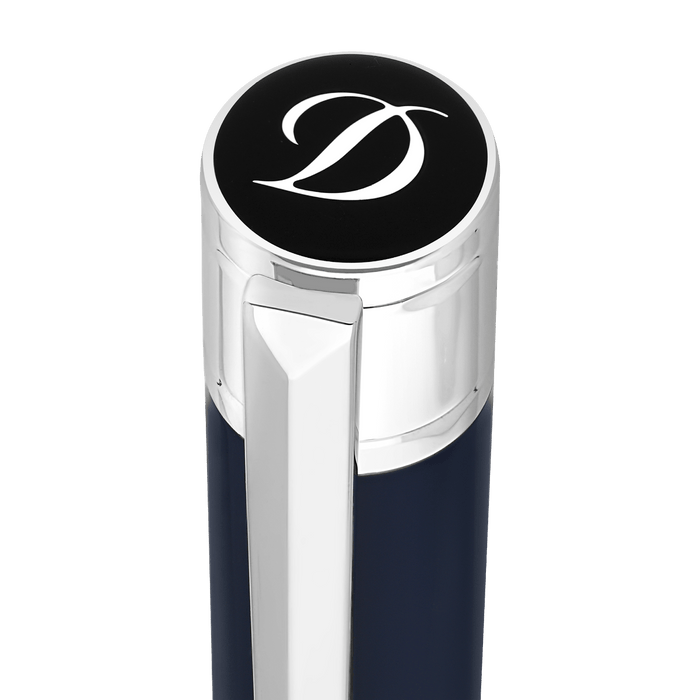 S T Dupont D - Initial Ballpoint Pen - Blue - Chrome Trim - Pen Boutique Ltd