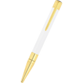 S T Dupont D - Initial Ballpoint Pen - White - Gold Trim - Pen Boutique Ltd