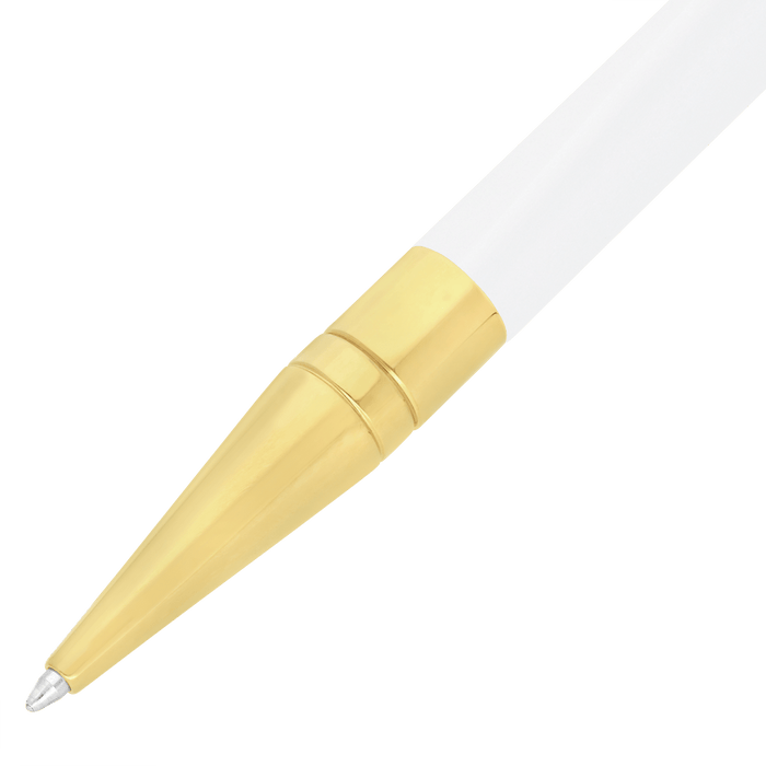 S T Dupont D - Initial Ballpoint Pen - White - Gold Trim - Pen Boutique Ltd