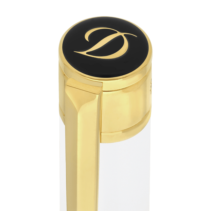 S T Dupont D - Initial Ballpoint Pen - White - Gold Trim - Pen Boutique Ltd