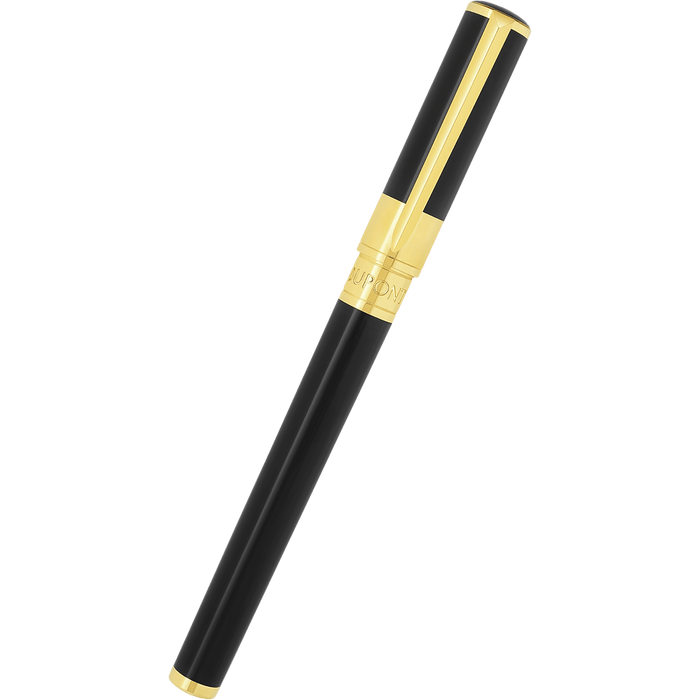 S T Dupont D - Initial Rollerball Pen - Black - Gold Trim - Pen Boutique Ltd