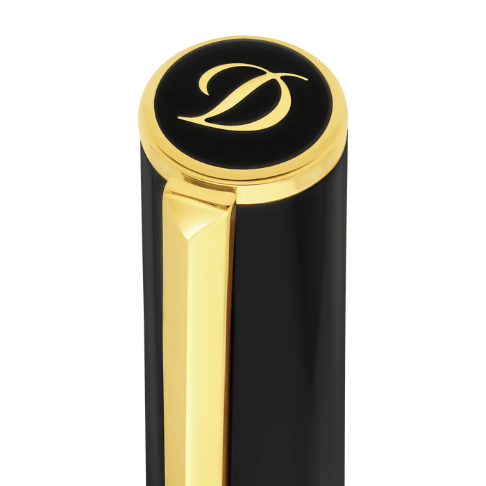 S T Dupont D - Initial Rollerball Pen - Black - Gold Trim - Pen Boutique Ltd