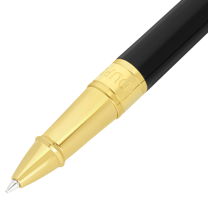 S T Dupont D - Initial Rollerball Pen - Black - Gold Trim - Pen Boutique Ltd
