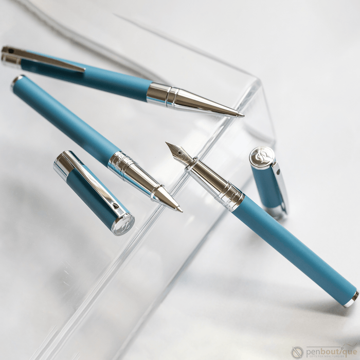 S T Dupont D - Initial Rollerball Pen - Shark Blue - Pen Boutique Ltd