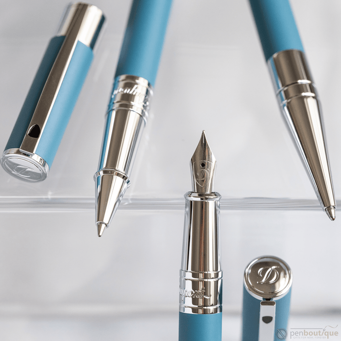 S T Dupont D - Initial Rollerball Pen - Shark Blue - Pen Boutique Ltd