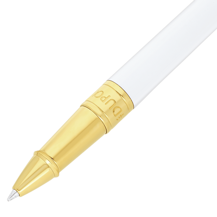 S T Dupont D - Initial Rollerball Pen - White - Gold Trim - Pen Boutique Ltd